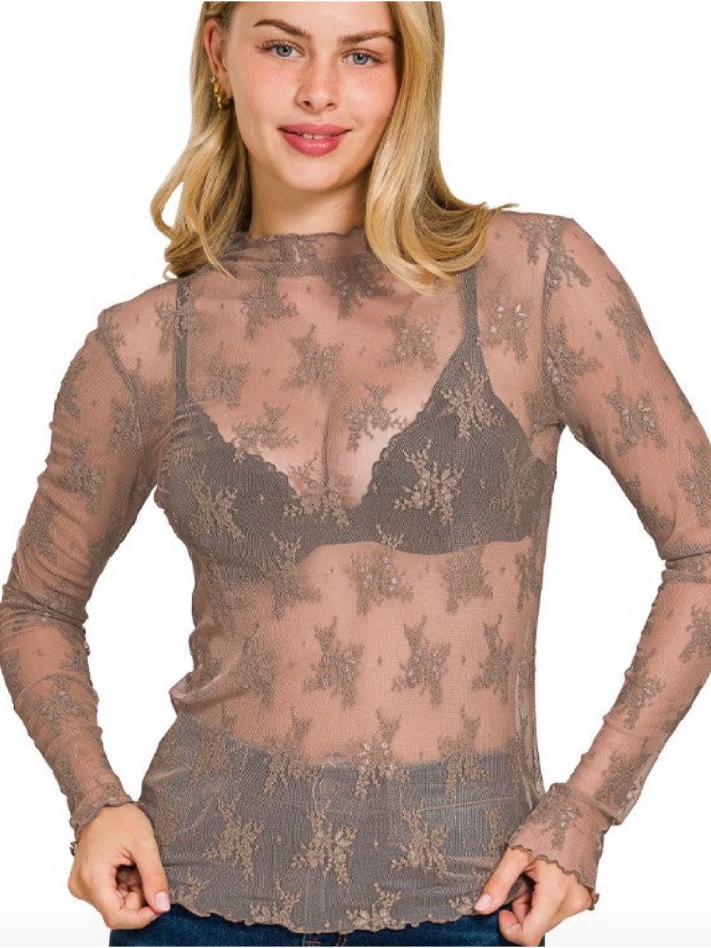 Zenana Lace See-Through Layering Top